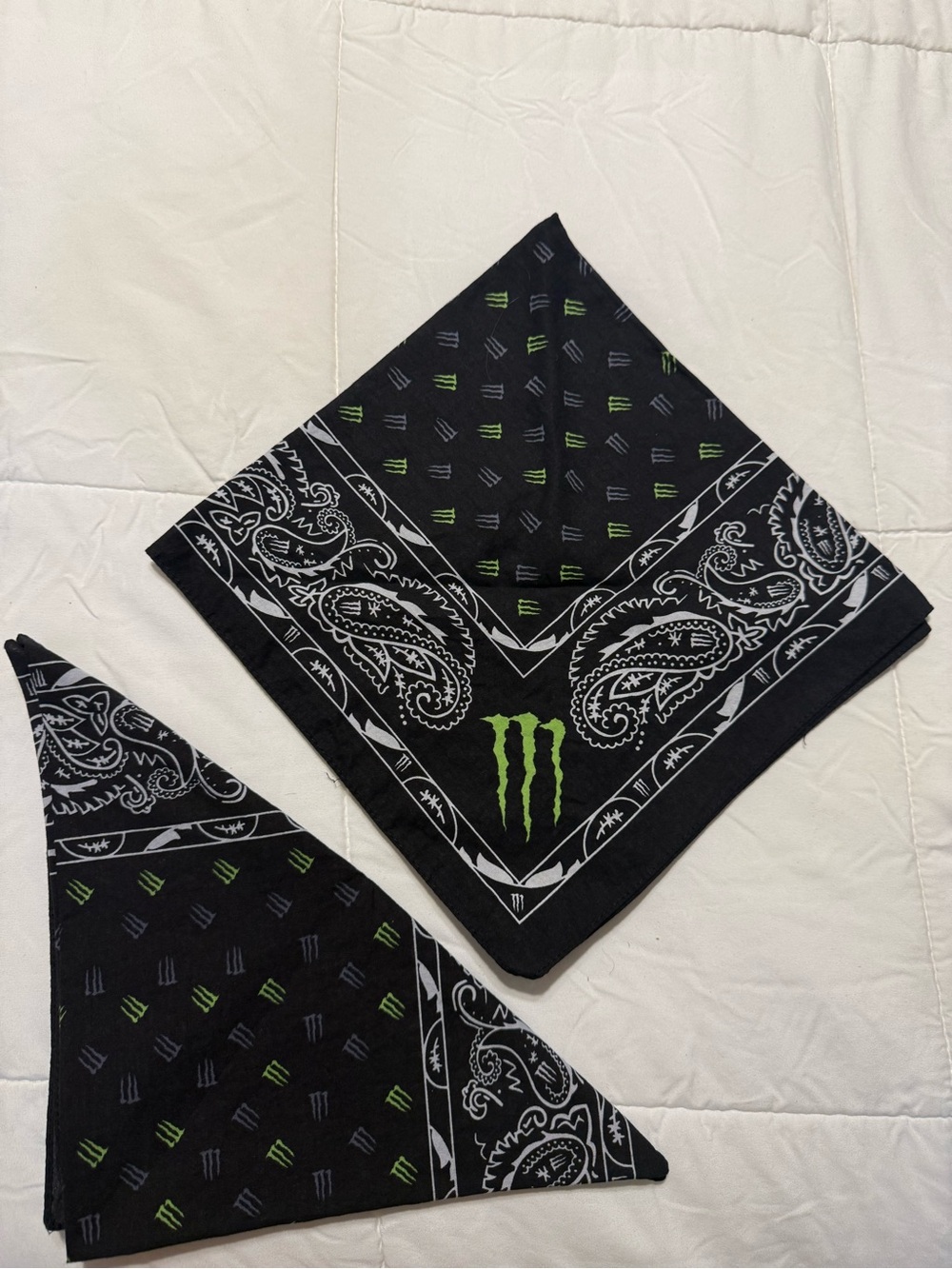 Monster Energy brand bandana Monster Energy Drink Black Paisley Bandana Lot of 2